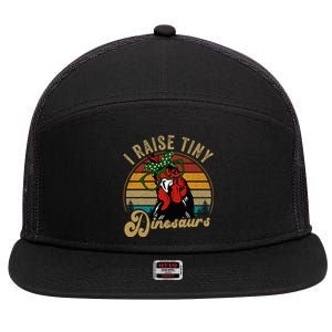 Chicken I Raise Tiny Dinosaurs Funny Mama Hen Farm Mom 7 Panel Mesh Trucker Snapback Hat