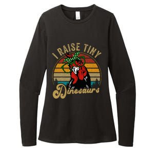 Chicken I Raise Tiny Dinosaurs Funny Mama Hen Farm Mom Womens CVC Long Sleeve Shirt