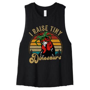 Chicken I Raise Tiny Dinosaurs Funny Mama Hen Farm Mom Women's Racerback Cropped Tank