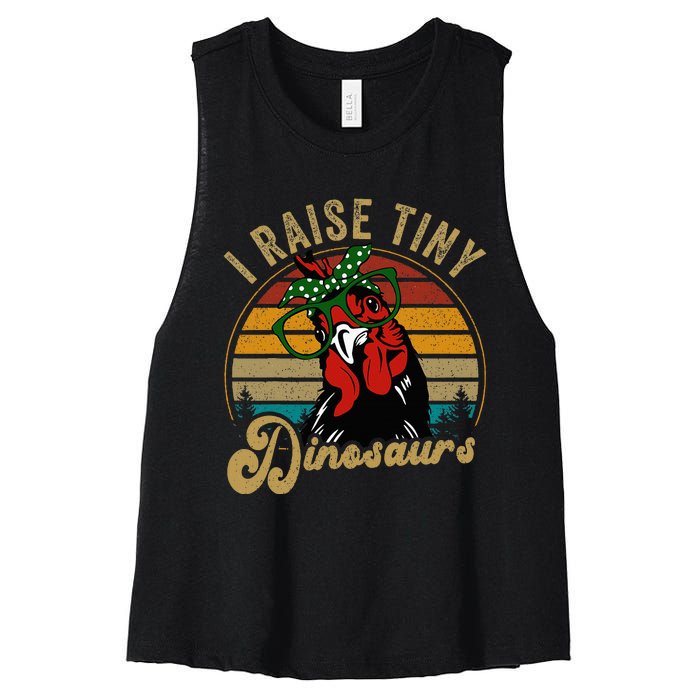 Chicken I Raise Tiny Dinosaurs Funny Mama Hen Farm Mom Women's Racerback Cropped Tank