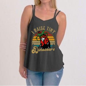 Chicken I Raise Tiny Dinosaurs Funny Mama Hen Farm Mom Women's Strappy Tank