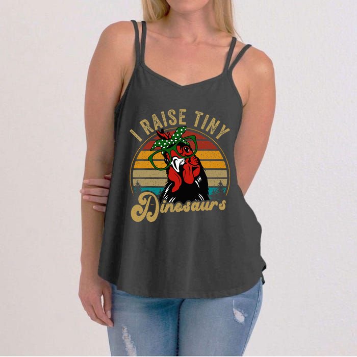 Chicken I Raise Tiny Dinosaurs Funny Mama Hen Farm Mom Women's Strappy Tank