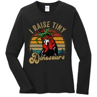 Chicken I Raise Tiny Dinosaurs Funny Mama Hen Farm Mom Ladies Long Sleeve Shirt