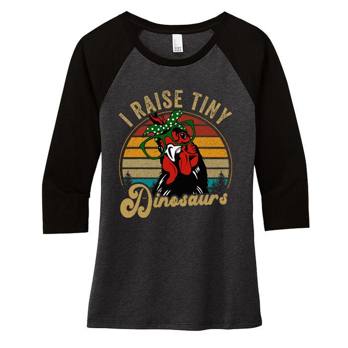 Chicken I Raise Tiny Dinosaurs Funny Mama Hen Farm Mom Women's Tri-Blend 3/4-Sleeve Raglan Shirt