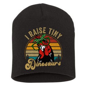 Chicken I Raise Tiny Dinosaurs Funny Mama Hen Farm Mom Short Acrylic Beanie