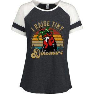 Chicken I Raise Tiny Dinosaurs Funny Mama Hen Farm Mom Enza Ladies Jersey Colorblock Tee