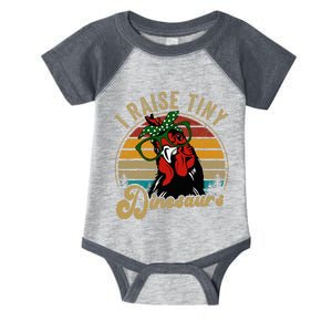 Chicken I Raise Tiny Dinosaurs Funny Mama Hen Farm Mom Infant Baby Jersey Bodysuit