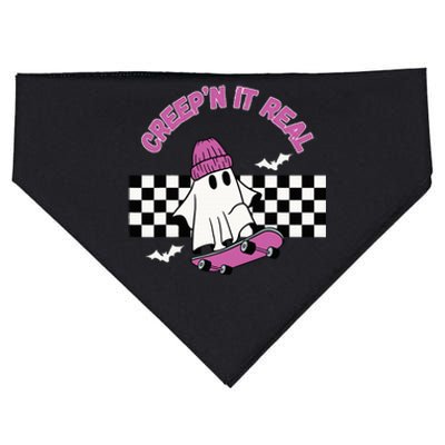 Creep It Real Skateboarding Ghost Halloween Fun Costume USA-Made Doggie Bandana