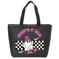 Creep It Real Skateboarding Ghost Halloween Fun Costume Zip Tote Bag