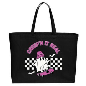 Creep It Real Skateboarding Ghost Halloween Fun Costume Cotton Canvas Jumbo Tote