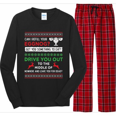 Can I Refill Your Eggnog Funny Christmas Vacation Quote Long Sleeve Pajama Set