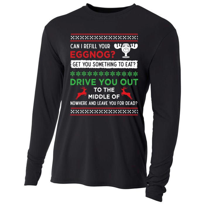 Can I Refill Your Eggnog Funny Christmas Vacation Quote Cooling Performance Long Sleeve Crew