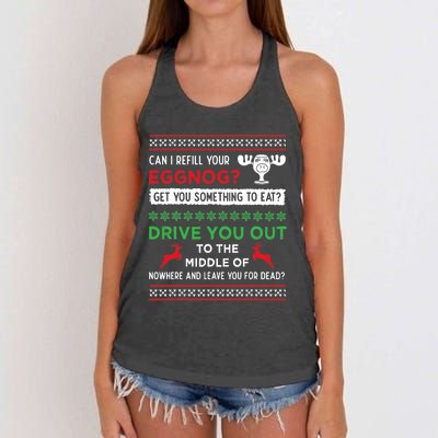 Can I Refill Your Eggnog Funny Christmas Vacation Quote Women's Knotted Racerback Tank