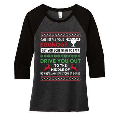 Can I Refill Your Eggnog Funny Christmas Vacation Quote Women's Tri-Blend 3/4-Sleeve Raglan Shirt