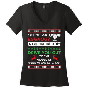 Can I Refill Your Eggnog Funny Christmas Vacation Quote Women's V-Neck T-Shirt