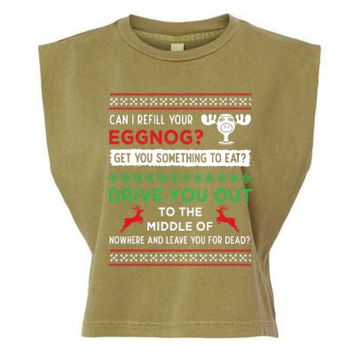 Can I Refill Your Eggnog Funny Christmas Vacation Quote Garment-Dyed Women's Muscle Tee