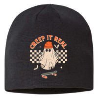 Creep It Real Skateboarding Ghost Retro Halloween Costume Sustainable Beanie