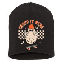 Creep It Real Skateboarding Ghost Retro Halloween Costume Short Acrylic Beanie