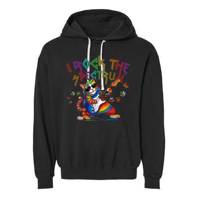 Cute I ROCK THE SPECTRUM Autism Awareness Support Love Garment-Dyed Fleece Hoodie