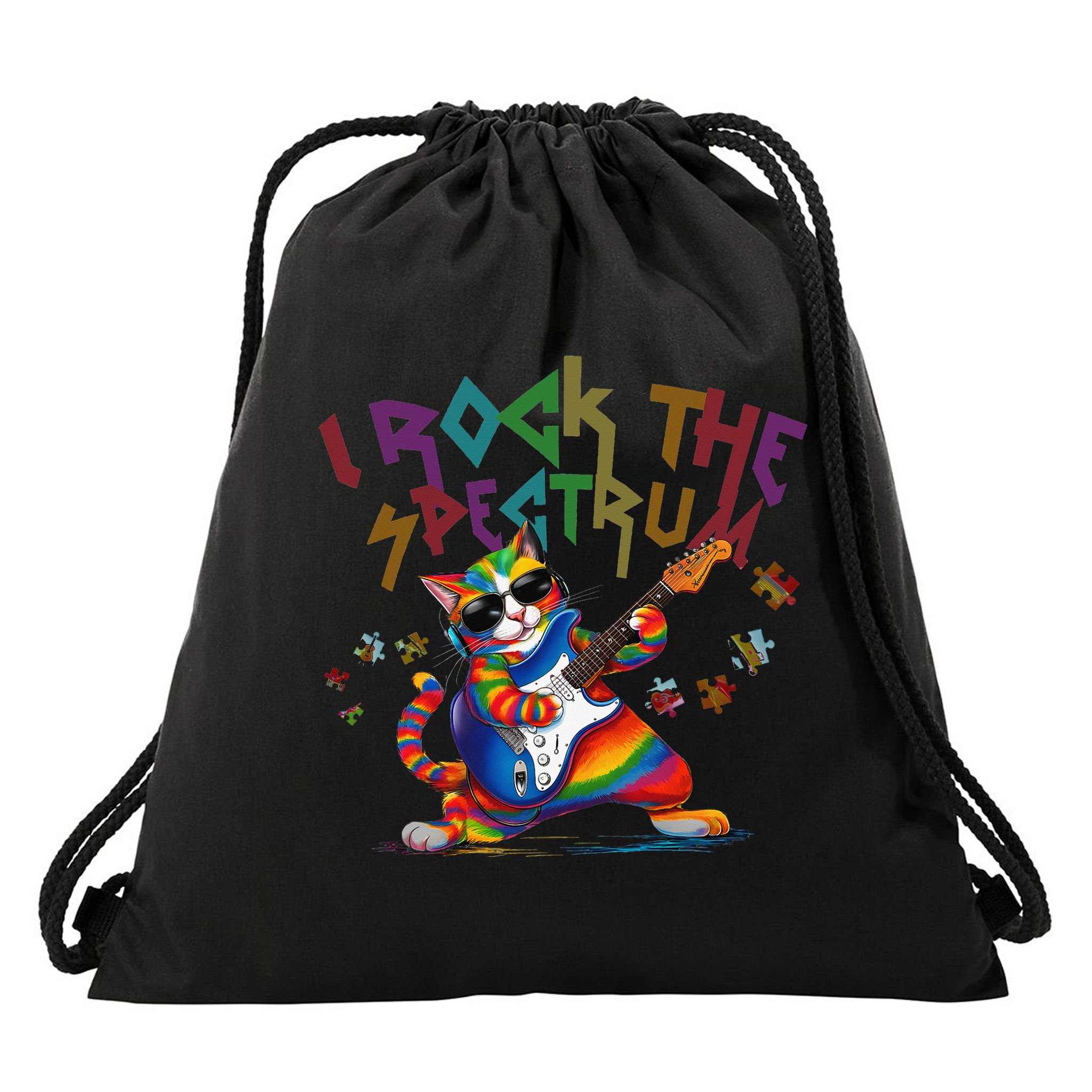 Cute I ROCK THE SPECTRUM Autism Awareness Support Love Drawstring Bag