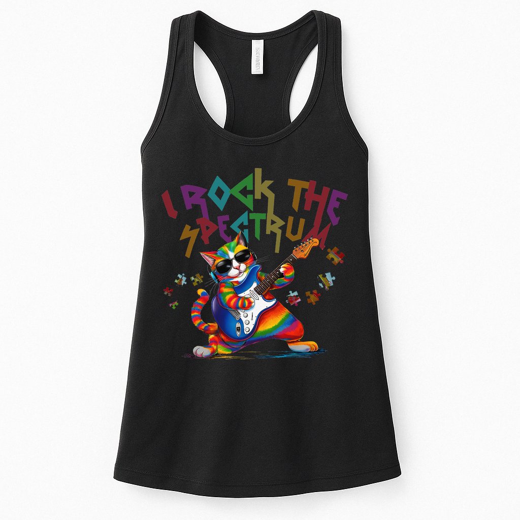 Cute I ROCK THE SPECTRUM Autism Awareness Support Love Womens Tank Top