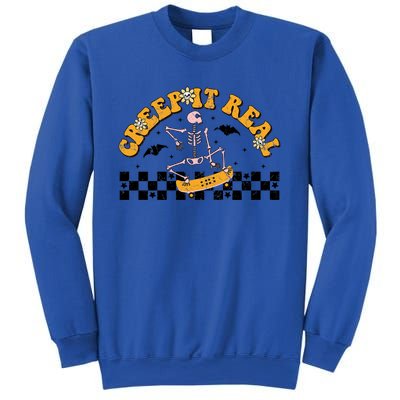 Creep It Real Skateboarding Ghost Retro Halloween Costume Cool Gift Sweatshirt