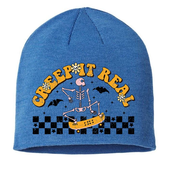 Creep It Real Skateboarding Ghost Retro Halloween Costume Cool Gift Sustainable Beanie