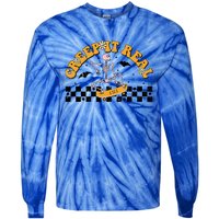 Creep It Real Skateboarding Ghost Retro Halloween Costume Cool Gift Tie-Dye Long Sleeve Shirt