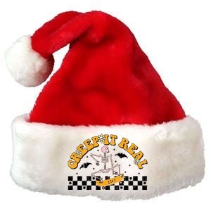 Creep It Real Skateboarding Ghost Retro Halloween Costume Cool Gift Premium Christmas Santa Hat