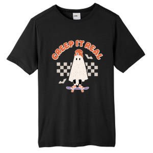 Creep It Real Ghost Skateboard Halloween Bat Checkered Sk8r Great Gift Tall Fusion ChromaSoft Performance T-Shirt