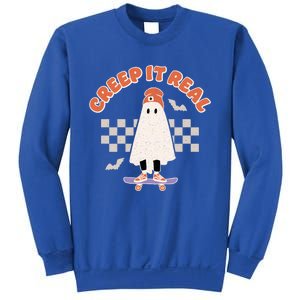 Creep It Real Ghost Skateboard Halloween Bat Checkered Sk8r Great Gift Sweatshirt