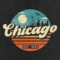 Chicago Illinois Retro Skyline Night Il Souvenirs 7 Panel Mesh Trucker Snapback Hat