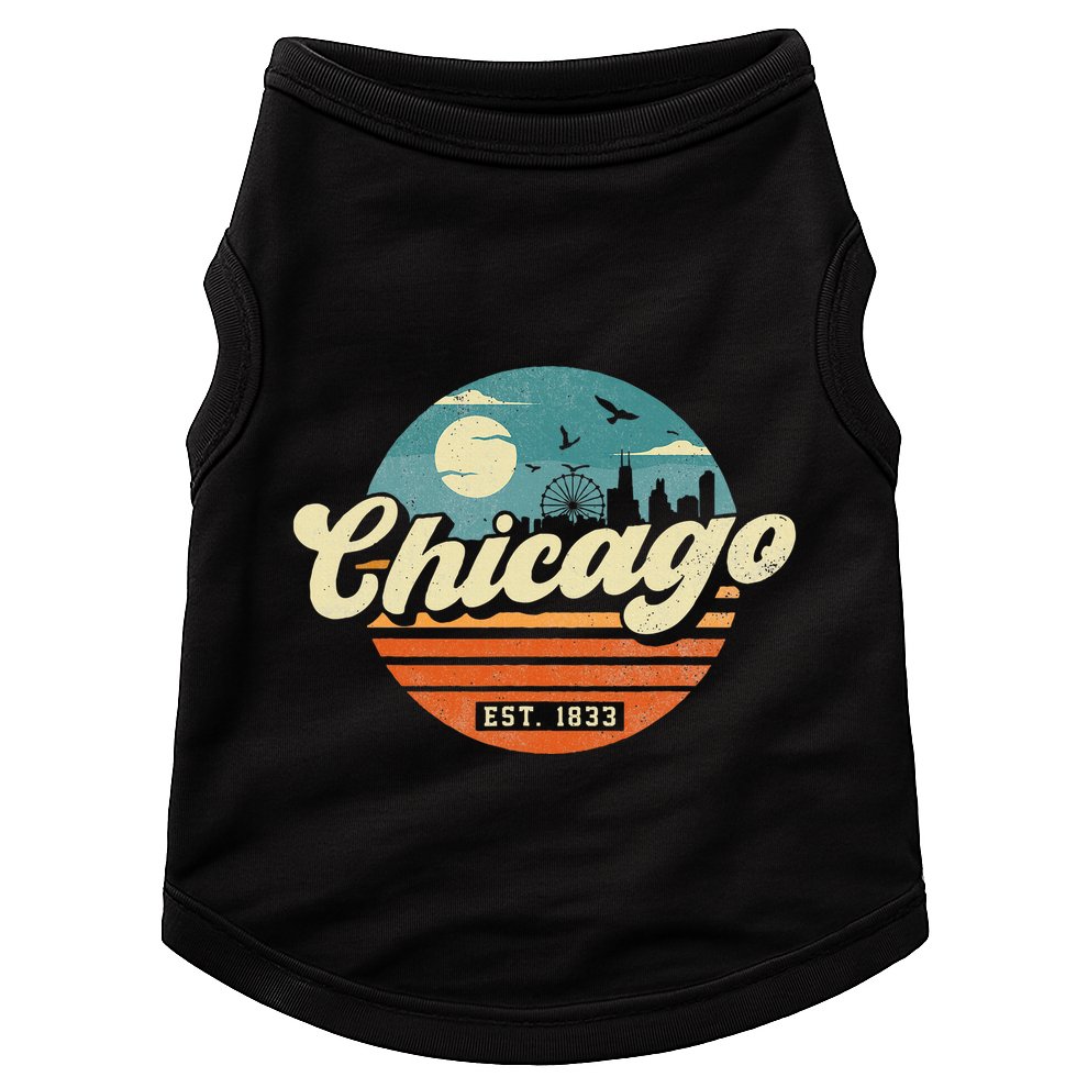 Chicago Illinois Retro Skyline Night Il Souvenirs Doggie Tank