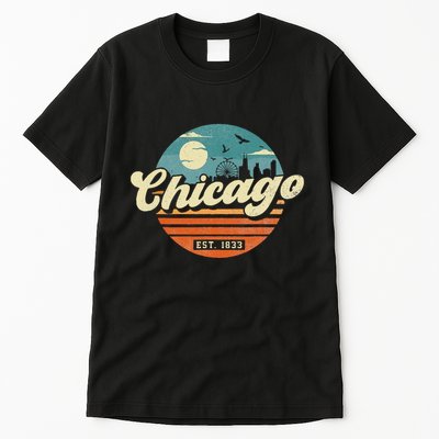 Chicago Illinois Retro Skyline Night Il Souvenirs Tall T-Shirt