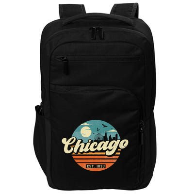 Chicago Illinois Retro Skyline Night Il Souvenirs Impact Tech Backpack