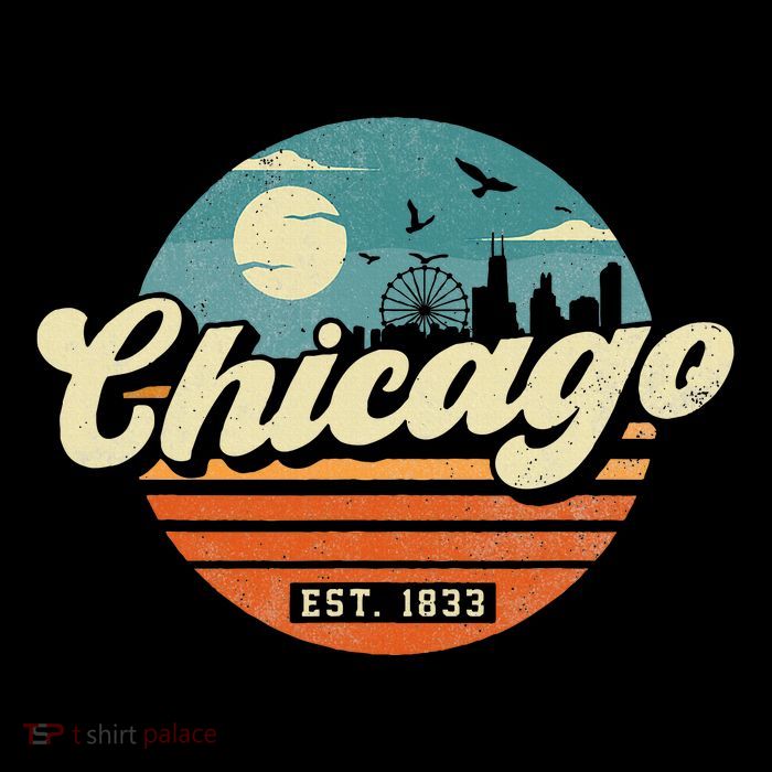 Chicago Illinois Retro Skyline Night Il Souvenirs Poster