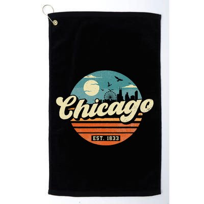 Chicago Illinois Retro Skyline Night Il Souvenirs Golf Towel