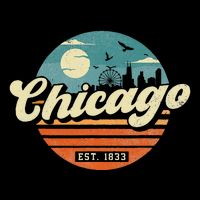 Chicago Illinois Retro Skyline Night Il Souvenirs Zip Tote Bag