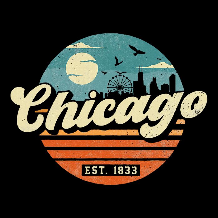 Chicago Illinois Retro Skyline Night Il Souvenirs Zip Tote Bag