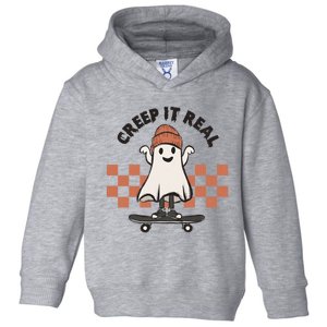 Creep It Real Cute Ghost Skateboard Lazy Halloween Costume Great Gift Toddler Hoodie