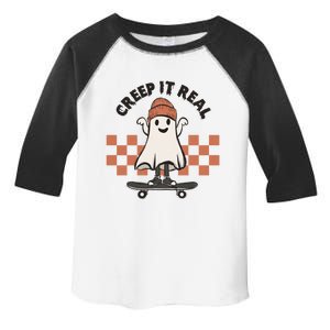 Creep It Real Cute Ghost Skateboard Lazy Halloween Costume Great Gift Toddler Fine Jersey T-Shirt