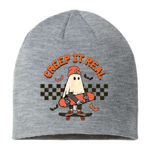 Creep It Real Skateboarding Ghost Retro Halloween Costume Sustainable Beanie