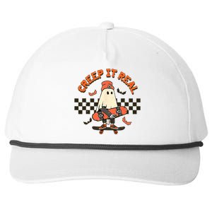 Creep It Real Skateboarding Ghost Retro Halloween Costume Snapback Five-Panel Rope Hat