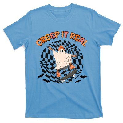 Creep It Real Funny Ghost Skateboarding Halloween Gift T-Shirt