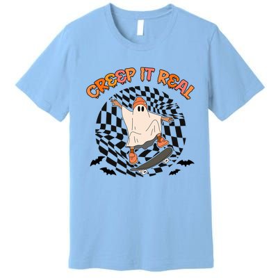 Creep It Real Funny Ghost Skateboarding Halloween Gift Premium T-Shirt