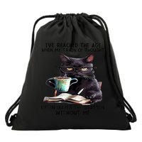 Cat Ive Reached The Age When My Train Of Thought Drawstring Bag