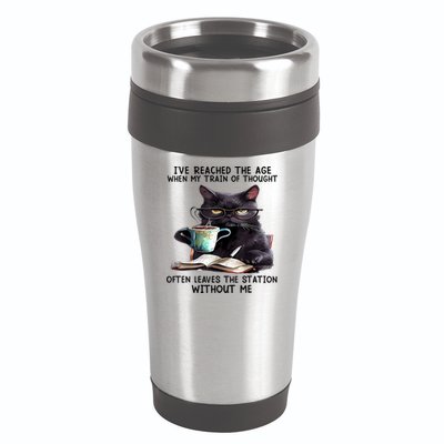 Cat Ive Reached The Age When My Train Of Thought 16oz Travel Tumbler