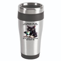 Cat Ive Reached The Age When My Train Of Thought 16oz Travel Tumbler