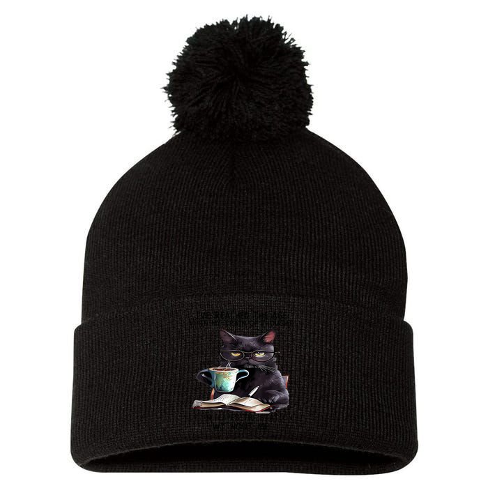 Cat Ive Reached The Age When My Train Of Thought Pom Pom 12in Knit Beanie
