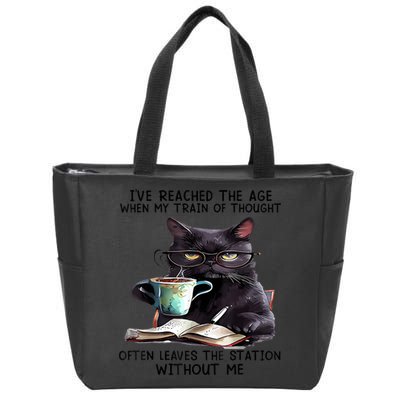 Cat Ive Reached The Age When My Train Of Thought Zip Tote Bag